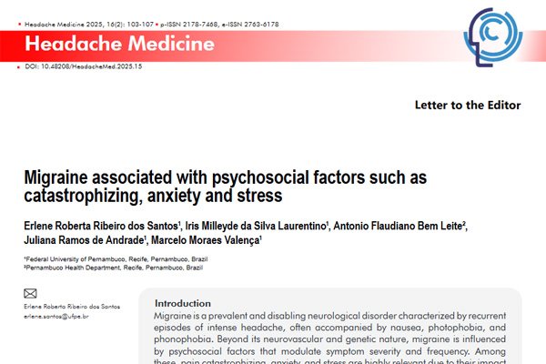 Migraine associated with psychosocial factors such as catastrophizing, anxiety and stress